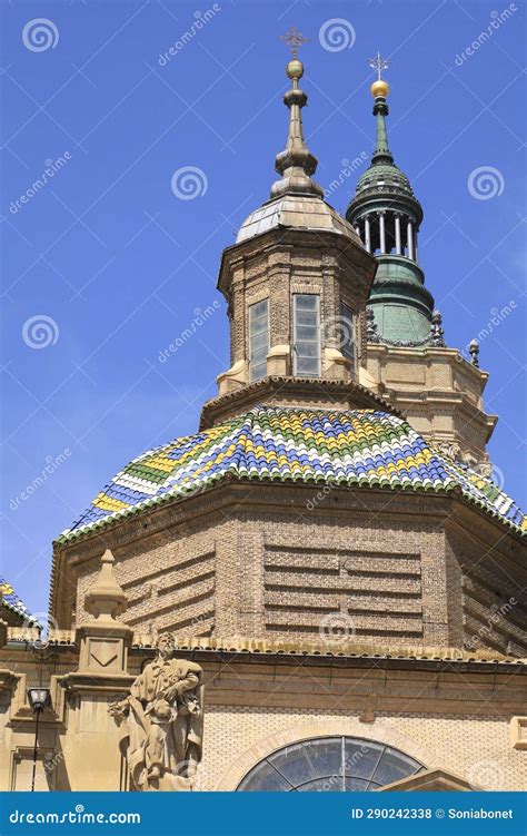 Beautiful Cathedral Of Our Lady Of The Pillar In Zaragoza Editorial