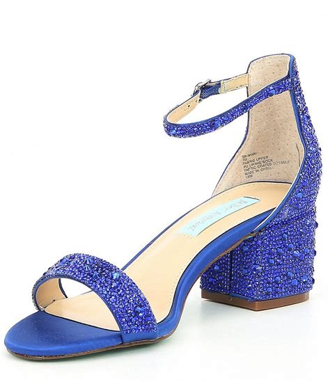 Blue By Betsey Johnson Mari Rhinestone Embellished Ankle Strap Block