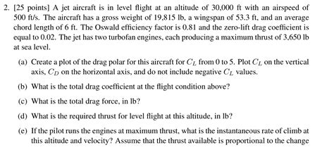 Points A Jet Aircraft Is In Level Flight At Chegg