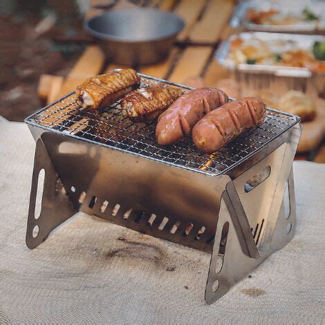 Barbecue Pliant Ext Rieur Gril Portable En Acier Inoxydable Bois Po Le