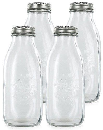 Estilo Dairy Glass Bottles With Metal Lids Milk Jar Glass Milk Bottles Jar