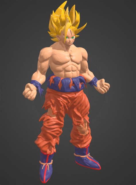 Archivo STL Dragonball Son Goku Saiyan Estatua Tamaño real y edición