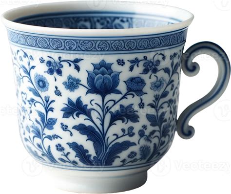 Ai Generated Intricate Blue White Porcelain Coffee Mug 42058275 Png