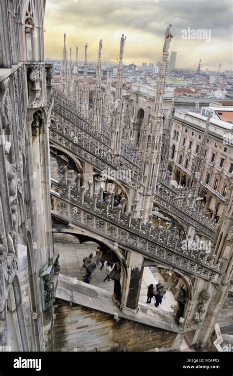 Duomo, Milan Cathedral roof view Stock Photo - Alamy