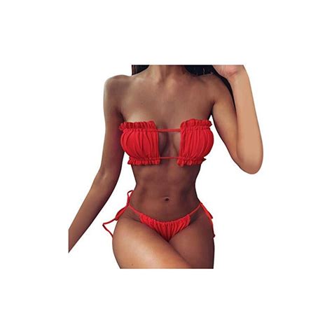 Mgsfglk Bikini Donna Mare Volant Bretelle Regolabili Costume Donna Due