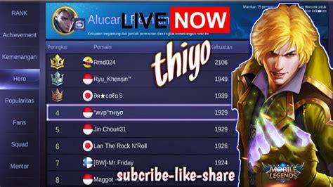 Live Push Mitic Kejar Top Global Alucard Push Rank Bareng Top Jonson