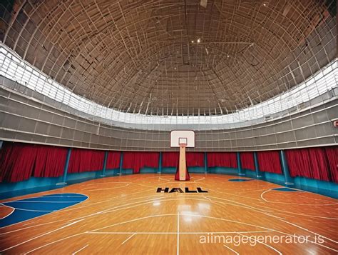 Vibrant Basketball Hall With Players In Action Ai Image Generator