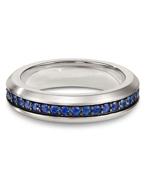 David Yurman Streamline Band Ring With Sapphires In Blue Silver