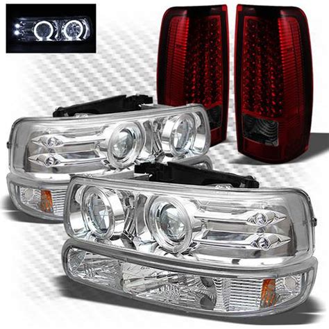 Buy 99 02 SILVERADO HALO PROJECTOR HEADLIGHTS BUMPER R S LED