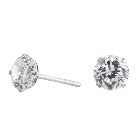 Simply Silver Sterling Silver Mm Round Cubic Zirconia Stud Earring