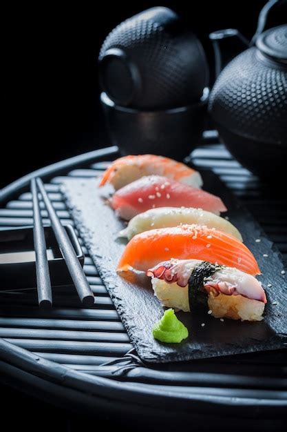 Premium Photo | Delicious nigiri sushi with rice and shrimp