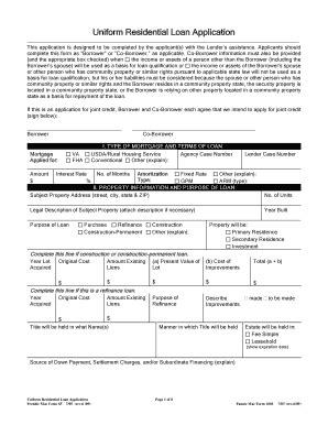 Fillable Online Uniform Residential Loan Application Revised Whidbey