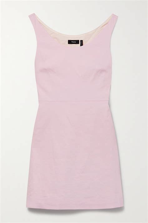 Buy Theory Linen Blend Mini Dress Pink At 60 Off Editorialist