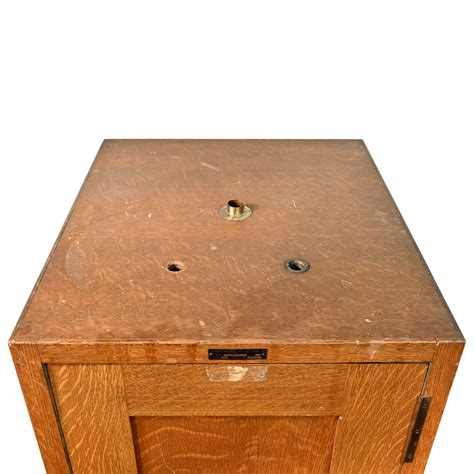 Quarter Sawn Light Oak Incubator Cabinet With Beveled Glass Inner Door