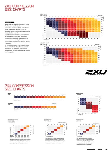 2xu Compression Sizing Chart Guide Table | PDF | Human Anatomy