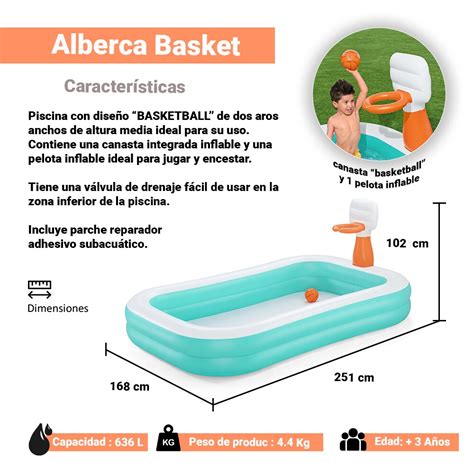 Alberca Infantil Pscina Inflable Con Canasta De Basketball Coppel