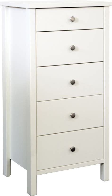 Steens Stockholm Shaker Style 5 Drawer Tall Narrow Chest Of Drawers In