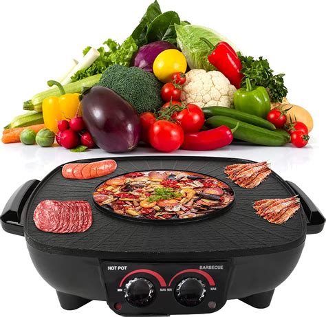 Electric Grill And Hot Pot 2 In 1 Korean BBQ Grill Hotpot With Dual