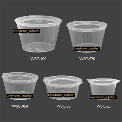 Ml Ml Ml Oz Round Disposable Sauces Container Hinged Lid Pp