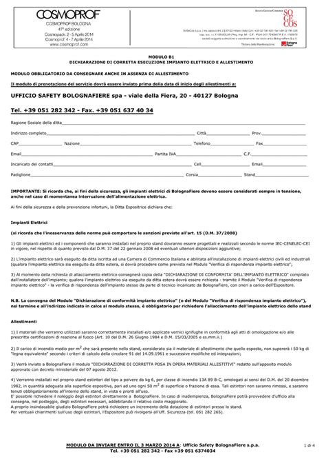 Modulo Dichiarazione Di Rispondenza Dichiarazione Di Conformita