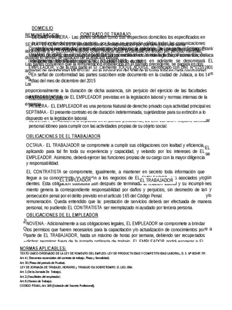 Modelos De Contratos De Trabajo