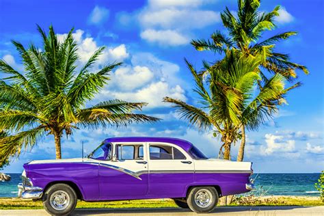 American Blue Classic Car In Cuba Jigsaw Puzzle In Cars Bikes Puzzles