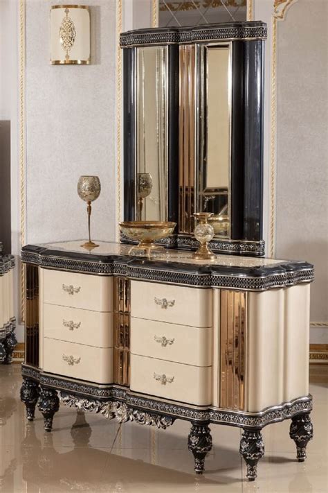 Casa Padrino Commode Baroque De Luxe Avec Miroir Beige Noir Or