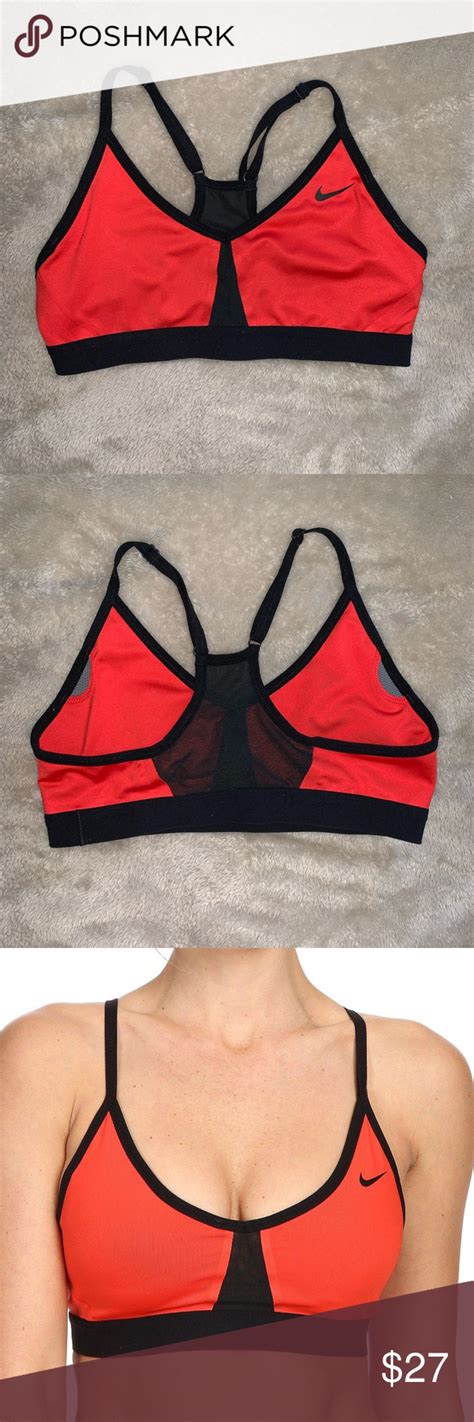 Nike Pro Indy Red Colorblock Sports Bra Beautiful Red And Black