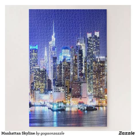 Manhattan Skyline Jigsaw Puzzle | Zazzle | Manhattan skyline, Skyline ...