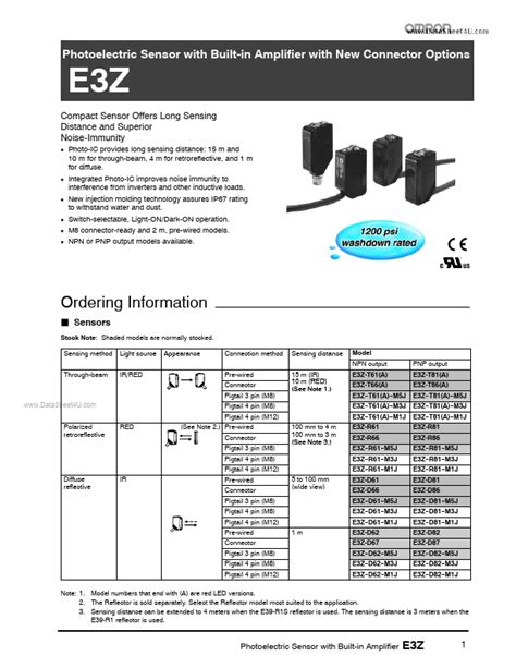 E3Z T81 A Datasheet Pdf OMRON