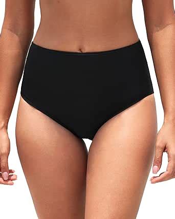 Amazon Dipinon Women S Black High Waisted Bikini Bottom Full