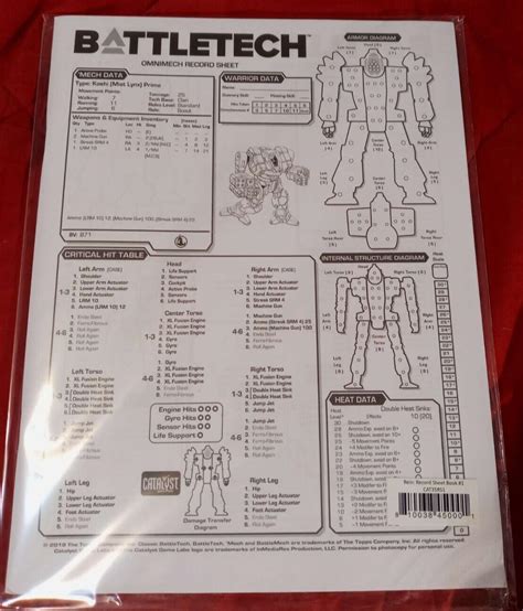 Battletech Record Sheet Book Catalyst Game Labs Cat Rs