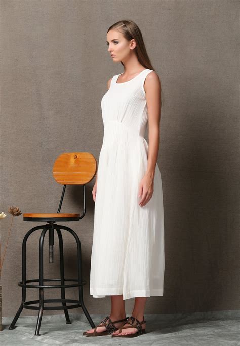 Robe En Lin Blanc Robe Longue En Lin D Bardeur En Lin Sans Etsy France