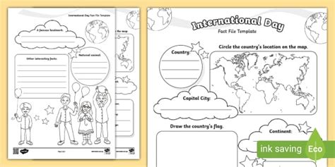 International Day Country Fact File Template Twinkl