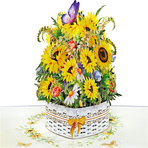 Cutpopup Sunflowers White Vase Mothers Day Card Pop Up Birthday