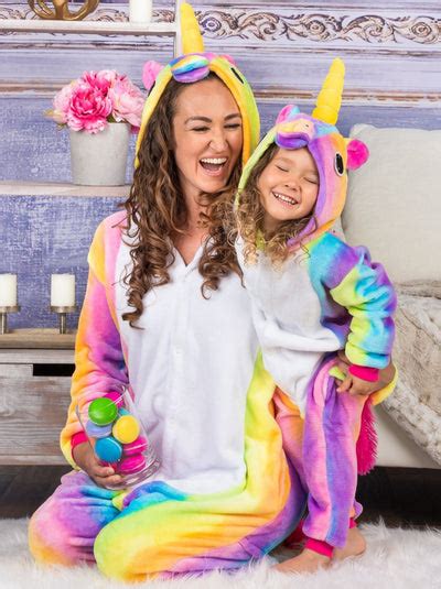 Mommy And Me Pastel Rainbow Unicorn Onesie Pajamas Mia Belle Girls