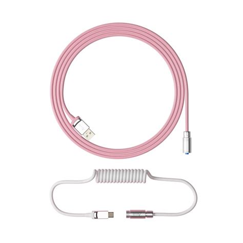 Akko Custom Coiled Aviator Cable V2 USB C Auf USB A 1 5m Sakura Pink