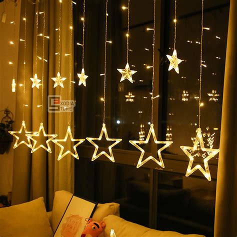 Jual Christmas Light Lampu Natal Decorative Star And Star Moon Led Warm