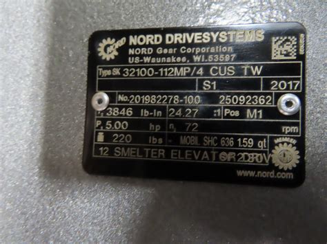 Hp Nord Drive Systems Gear Reduced Drive Right Angle