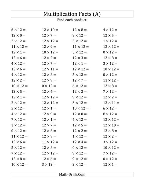 Multiplication From To Worksheets