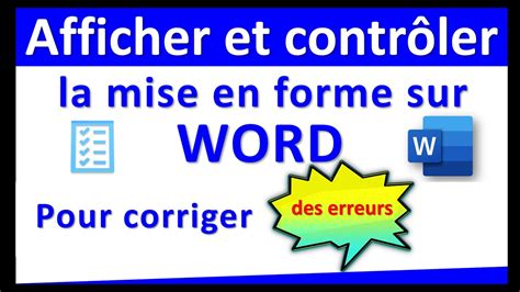 Afficher La Mise En Forme Sur Word Pour Corriger Des Erreurs Et Obtenir