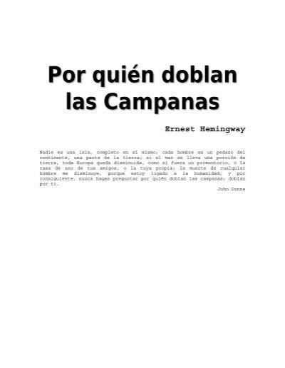 Por Qui N Doblan Las Campanas Ernest Hemingway