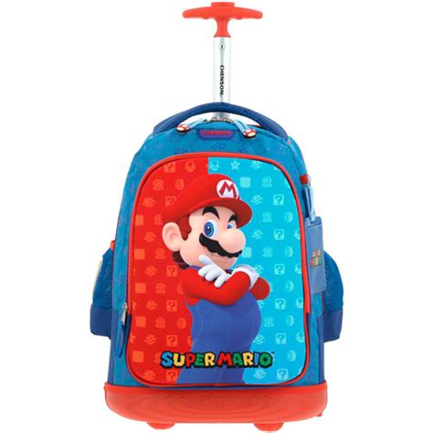 Mochila Escolar Chenson Mario Bros Dulp Con Rueda Azul