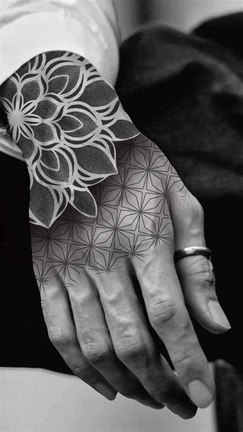 Coolest Hand Tattoos For Men Geometric Throat Tattoo Mandala Hand