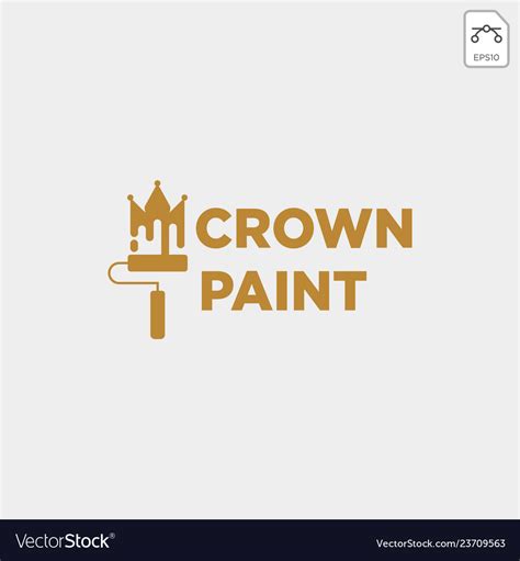 Crown Paint Brush Colorful Logo Template Icon Vector Image