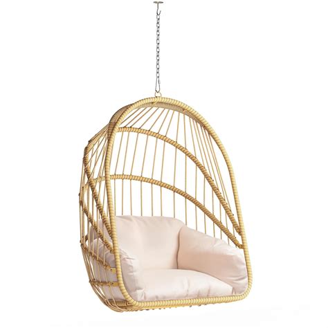 Dextrus Wicker Rattan Swing Egg Chair With Hanging Chain And Cushions