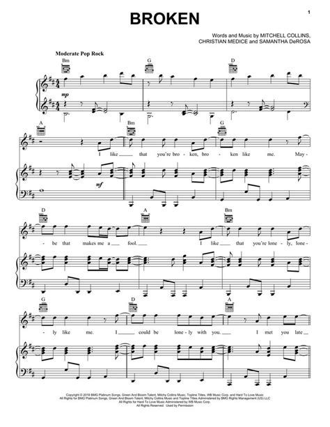 lovelytheband Broken Sheet Music Notes, Chords | Sheet music notes, Sheet music, Music notes