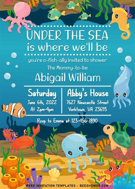 9 Under The Sea Themed Birthday Invitation Templates Ocean Birthday Invitations Sea Birthday