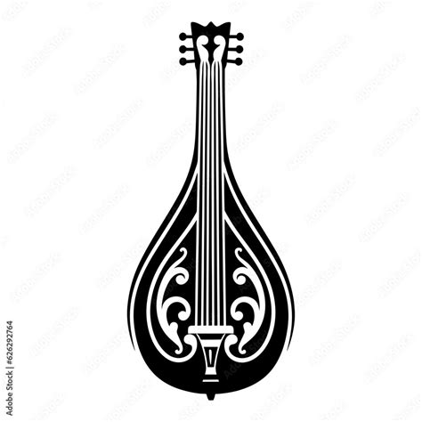 Poster Lute Sting Instrument Logo Svg Vector Black Silhouette Wall