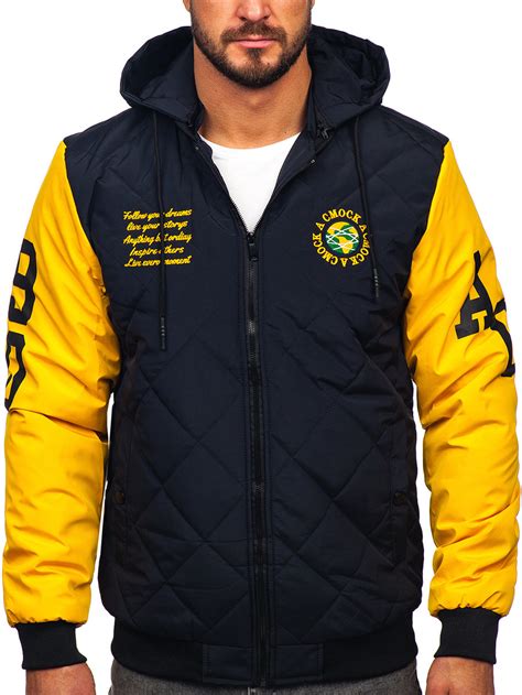 Chaqueta acolchada de entretiempo béisbol bomber para hombre azul